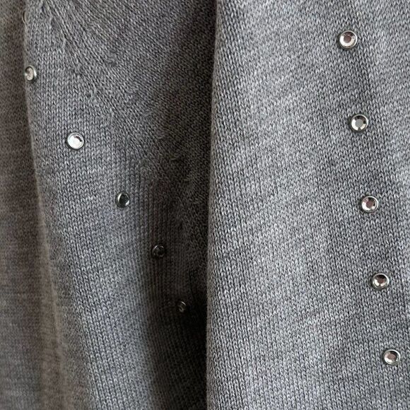 Sweater, Bylyse Spenard, sz XL, cotton blend, rhinestones, dove grey, crew neck - Picture 5 of 16